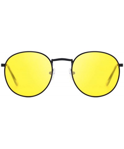 Retro Round Sunglasses for Women Hippie Small Face Metal Frame UV 400 Protection - Yellow - C418W42XNXX $10.23 Round