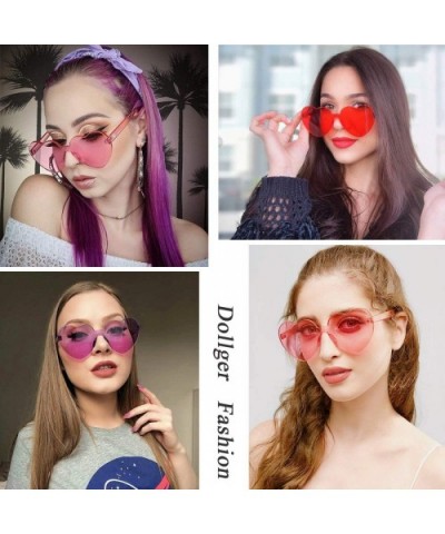 Heart Shape Sunglasses One Piece Transparent Rimless Candy Color Glasses - 3 Pcs (Pink- Dark Pink- Purple) - C4196EUMXUX $9.6...