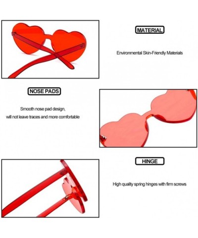 Heart Shape Sunglasses One Piece Transparent Rimless Candy Color Glasses - 3 Pcs (Pink- Dark Pink- Purple) - C4196EUMXUX $9.6...