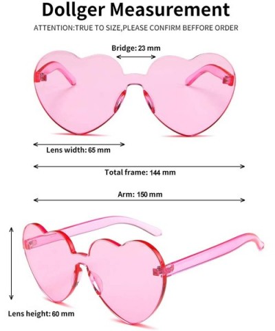 Heart Shape Sunglasses One Piece Transparent Rimless Candy Color Glasses - 3 Pcs (Pink- Dark Pink- Purple) - C4196EUMXUX $9.6...