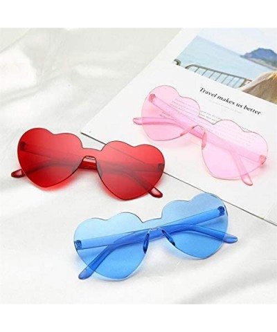 Heart Shape Sunglasses One Piece Transparent Rimless Candy Color Glasses - 3 Pcs (Pink- Dark Pink- Purple) - C4196EUMXUX $9.6...