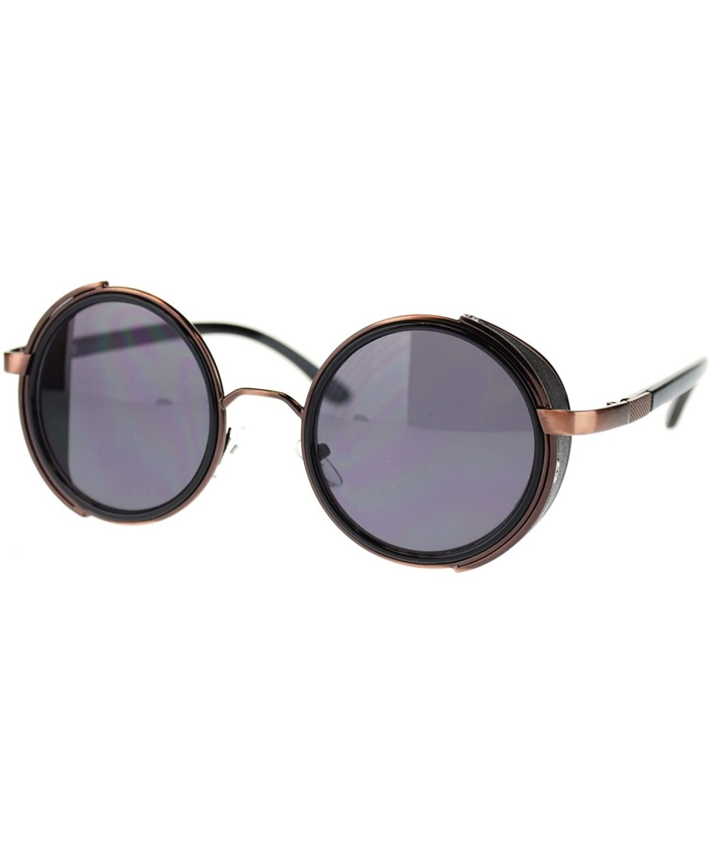 Steampunk Victorian Side Visor Round Circle Lens Sunglasses - Copper Black - CJ18Z9TT89T $4.88 Shield