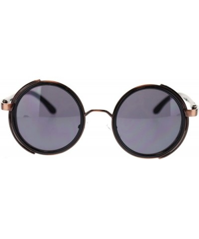 Steampunk Victorian Side Visor Round Circle Lens Sunglasses - Copper Black - CJ18Z9TT89T $4.88 Shield