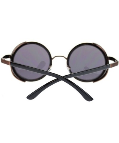 Steampunk Victorian Side Visor Round Circle Lens Sunglasses - Copper Black - CJ18Z9TT89T $4.88 Shield