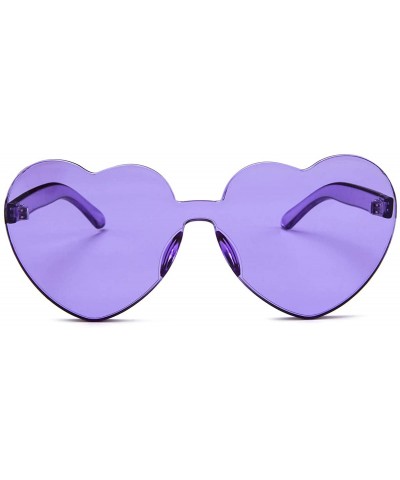 Heart Shape Sunglasses One Piece Transparent Rimless Candy Color Glasses - 3 Pcs (Pink- Dark Pink- Purple) - C4196EUMXUX $9.6...