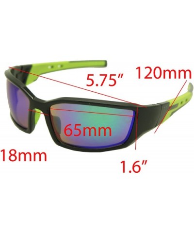 Double Injection Sunglasses SPORTS - 2761 Shiny Black Green / Green Blue Mirror - CD12HTSWIIJ $19.30 Rectangular