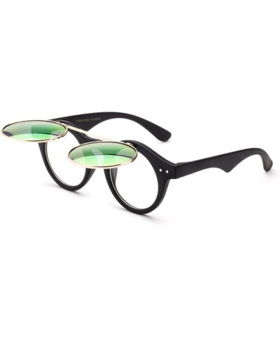 Classic Small Retro Steampunk Circle Flip Up Glasses/Sunglasses Cool Retro New Model - V2 Matte/Orange - CB182YOG3DS $5.34 Ov...