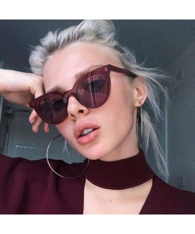 2019 New Women Cat Eye Sunglasses Fashion Sexy UV400 Sun Glasses Ocean Bblue - Bred - C018XE9SE4I $7.14 Oversized