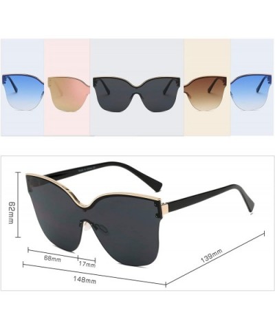 Women Retro Mirrored Round Cat Eye Oversized UV Protection Fashion Sunglasses - Black - CN18IAO7UAD $6.27 Round