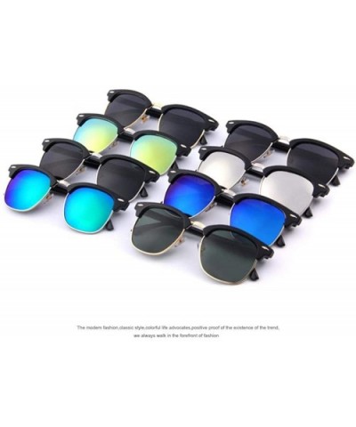 Men Retro Rivet Polarized Sunglasses Classic Brand Designer Unisex C01 Black - C02 Gold - C818XE0UUIZ $7.56 Aviator