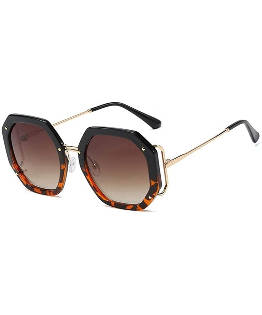 Polygonal Frame Sunglasses for Women Trendy Oversized Gradient Lens Big Frame Eyewears UV Protection - C2190HEX39K $10.33 Ove...