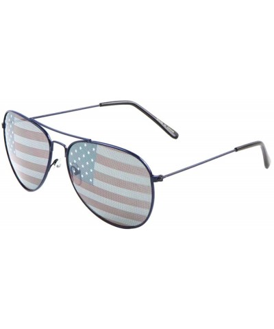 Color Frame USA Flag Classic Aviator Sunglasses - Blue - CE199OISZK8 $8.39 Aviator