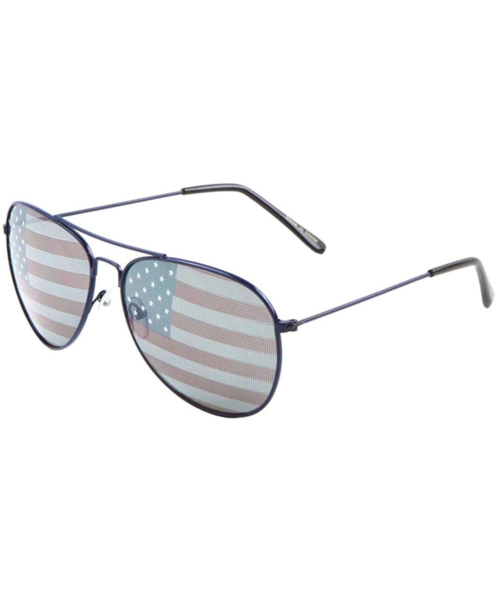 Color Frame USA Flag Classic Aviator Sunglasses - Blue - CE199OISZK8 $8.39 Aviator