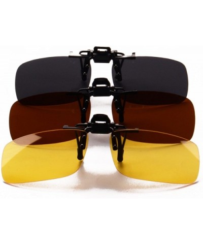 Anti-glare Blue Blocking UV400 Polarized Clips on Sunglasses - Yellow+grey+brown - CF18H23Q70I $7.59 Rectangular