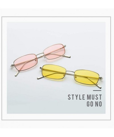 Unisex Vintage Slender Square Sunglasses-Retro Small Metal Frame Candy Colors UV400 X75252 - Silver - CQ196GZ6D36 $11.84 Square