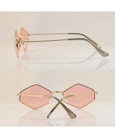 Diamond Hexagonal Sunglasses Smoke Pop Color Tinted A112 A212 - Gold/ Pink - C7180Q8CQAM $10.31 Round