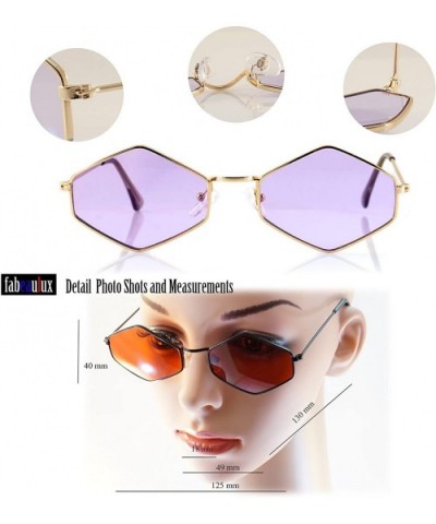 Diamond Hexagonal Sunglasses Smoke Pop Color Tinted A112 A212 - Gold/ Pink - C7180Q8CQAM $10.31 Round