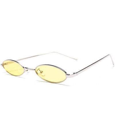 Small Round Polarized Sunglasses Mirrored Lens Unisex Glasses - C4 Silver Yellow - CK18TT8LRYI $15.20 Oversized