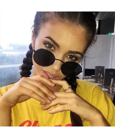 Women Retro Vintage Oval Sunglasses Summer Fashion Ellipse Metal Frame UV400 Sun Glasses - A - CM18UQT8O0G $6.57 Goggle