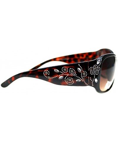 Womens Western Rhinestone Bling Petal Sunglasses/Case - Leopard Cheetah - CS18T2DN95N $24.84 Rectangular