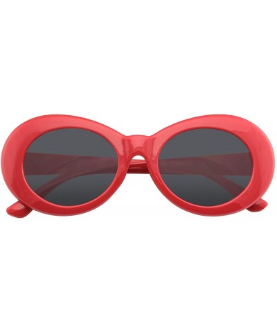 Retro Round Oval Clout Round 90's Gradient Lens Sunglasses - Red - CV195Y9Q6EN $8.08 Oval