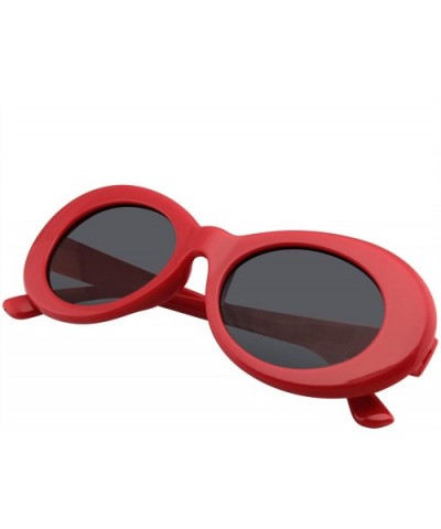 Retro Round Oval Clout Round 90's Gradient Lens Sunglasses - Red - CV195Y9Q6EN $8.08 Oval