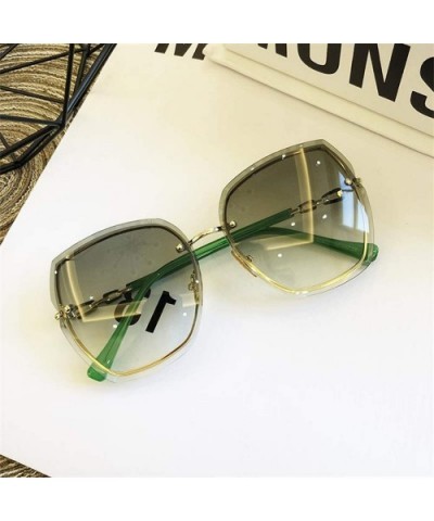 High Qulity Women's RimlSquare Sunglasses Metal Shades Fashion Luxury Sexy Brown Eyewear - Gradient Green - C51985DNUWR $14.0...