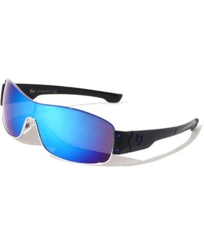 Sports Color Mirror Wide One Piece Lens Shield Sunglasses - Blue - CE199C7R684 $18.21 Shield