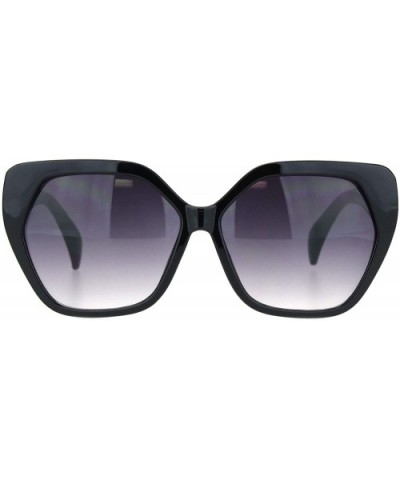 Womens Mod Plastic Squared Butterfly Chic Sunglasses - Black Gradient Black - CS18MGQDZR5 $6.76 Butterfly