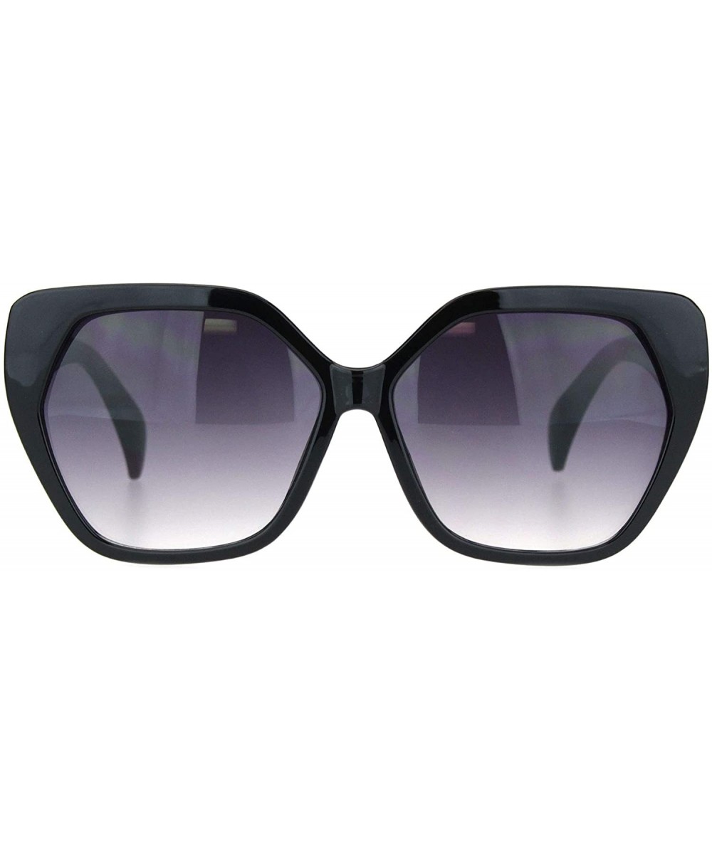 Womens Mod Plastic Squared Butterfly Chic Sunglasses - Black Gradient Black - CS18MGQDZR5 $6.76 Butterfly