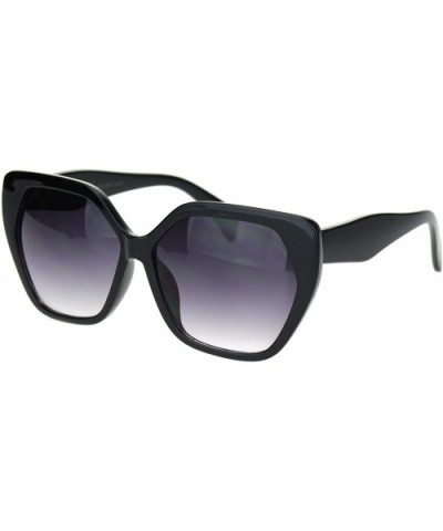 Womens Mod Plastic Squared Butterfly Chic Sunglasses - Black Gradient Black - CS18MGQDZR5 $6.76 Butterfly