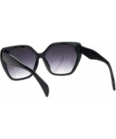 Womens Mod Plastic Squared Butterfly Chic Sunglasses - Black Gradient Black - CS18MGQDZR5 $6.76 Butterfly