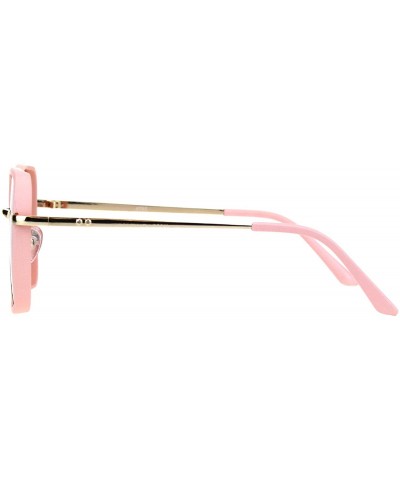 Womens Double Rim Mod Designer Fashion Style Luxury Sunglasses - Matte Pink Pink Mirror - CT18HIXGQ3W $10.48 Rectangular