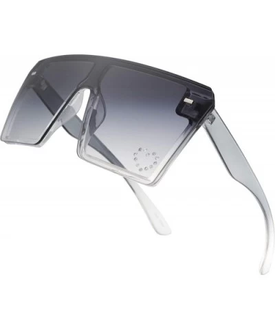Large Oversized Fashion Square Flat Top Sunglasses - Exquisite Packaging - 730102-crystal Grey - C419CUX3LKI $11.79 Round