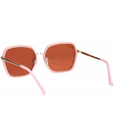 Womens Double Rim Mod Designer Fashion Style Luxury Sunglasses - Matte Pink Pink Mirror - CT18HIXGQ3W $10.48 Rectangular