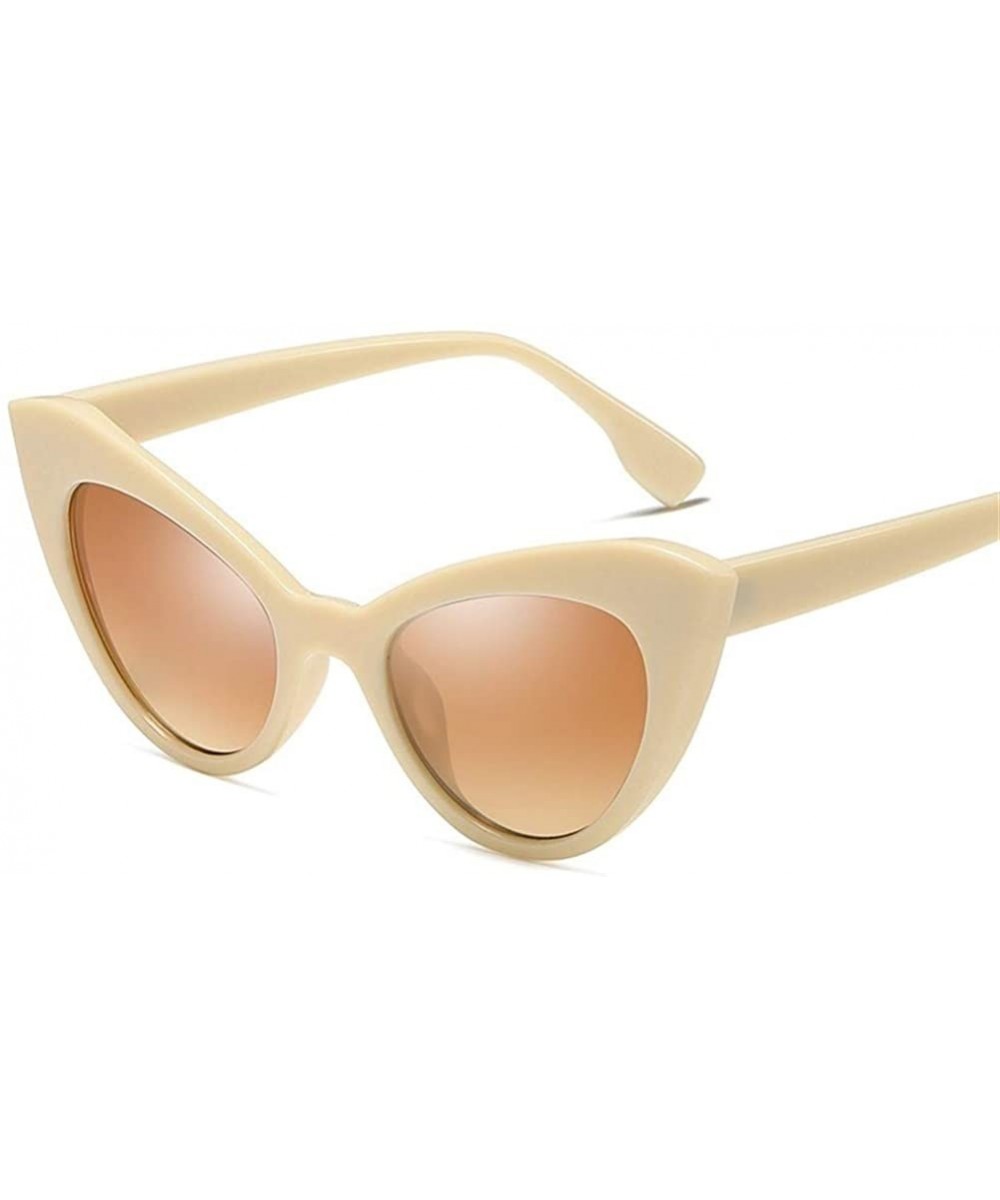 Women Cute Sexy Cat Eye Sunglasses Vintage Small Triangle Sun Glasses UV400 - Beige Brown - CP1902YZ2R2 $8.33 Cat Eye