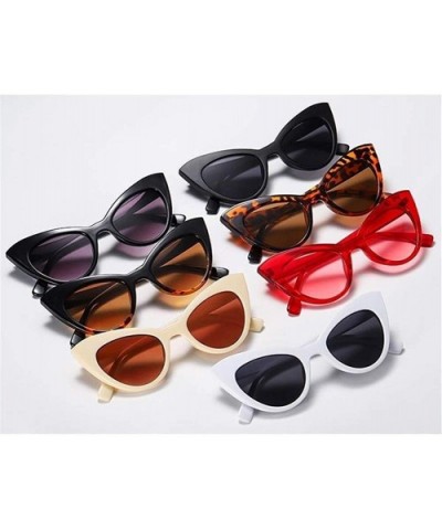 Women Cute Sexy Cat Eye Sunglasses Vintage Small Triangle Sun Glasses UV400 - Beige Brown - CP1902YZ2R2 $8.33 Cat Eye