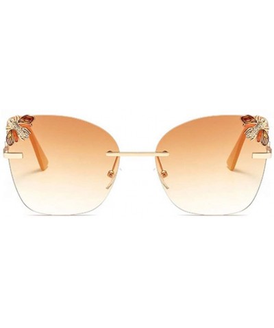 Bee Rimless Sunglasses Men Women Square Shades Sun Glasses - C3 Tea - CK18Y6H49NS $15.38 Goggle