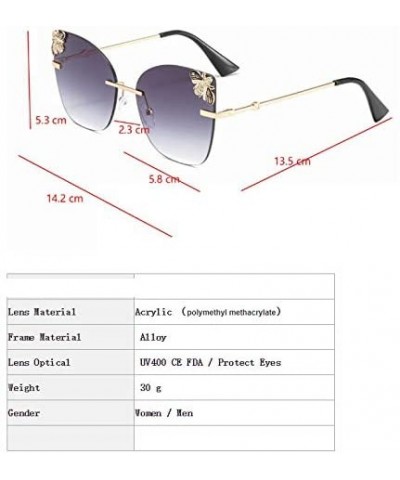 Bee Rimless Sunglasses Men Women Square Shades Sun Glasses - C3 Tea - CK18Y6H49NS $15.38 Goggle