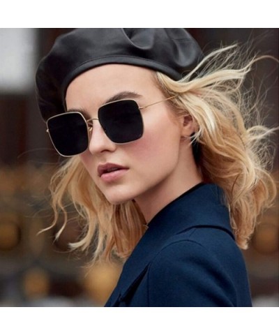 Oversized Shades Women Sunglasses Black Fashion Square Big Frame FeVintage Retro Glasses Unisex Oculos - Goldg15 - CK198AHHKA...