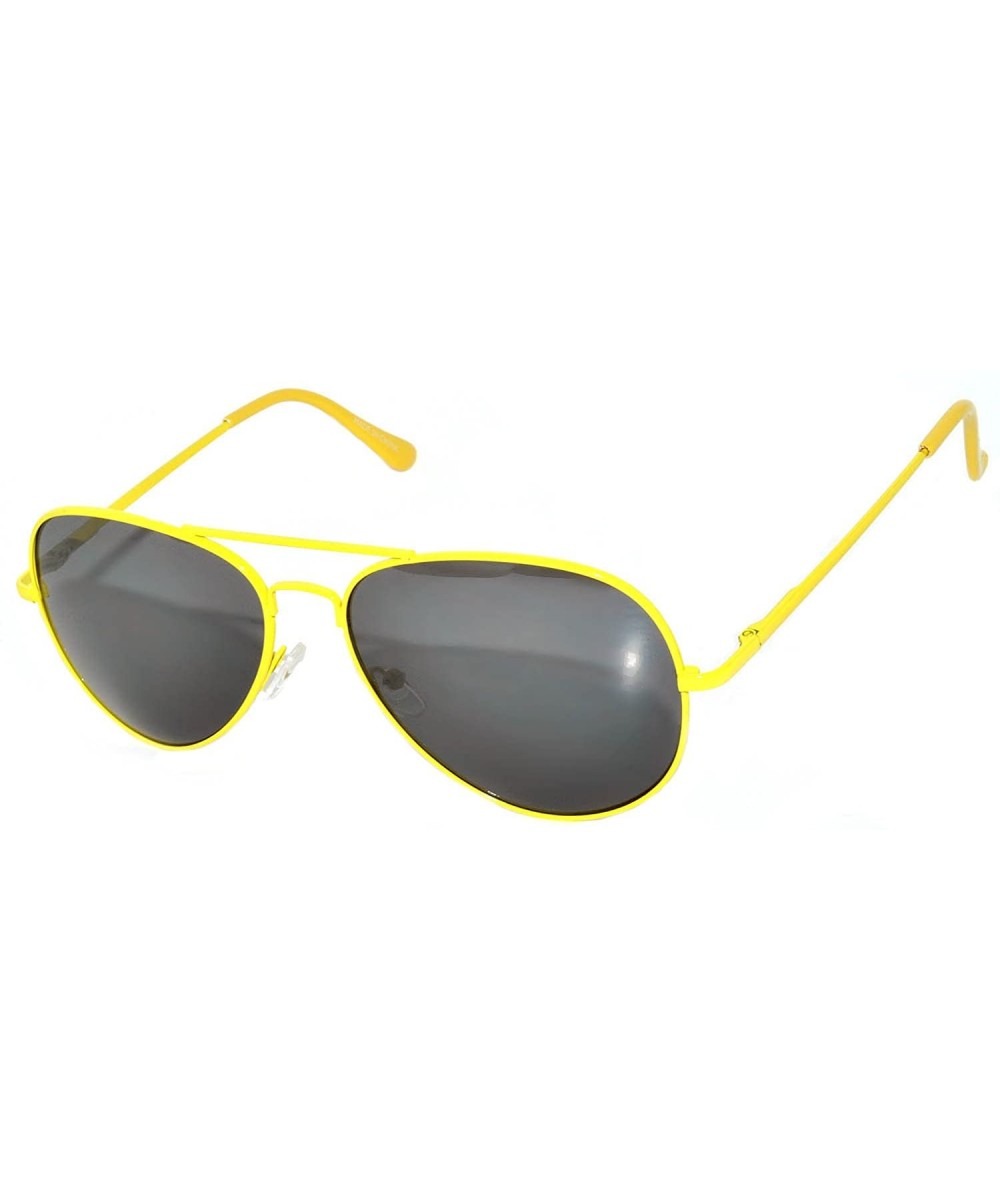 Colored Metal Frame with Full Mirror Lens Spring Hinge - Yellow_smoke_lens - C4122DUFTJX $6.80 Aviator