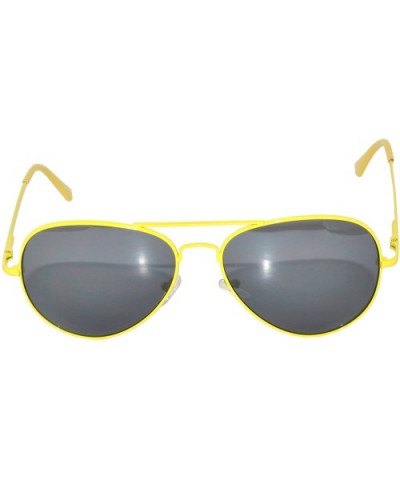 Colored Metal Frame with Full Mirror Lens Spring Hinge - Yellow_smoke_lens - C4122DUFTJX $6.80 Aviator