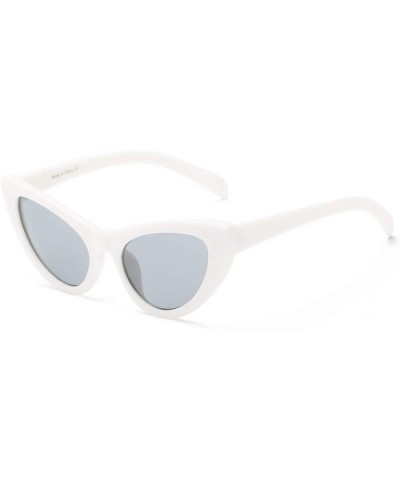 Women Retro Vintage Round High Pointed Cat Eye UV Protection Fashion Sunglasses - White - CN18WU87TUZ $13.04 Round