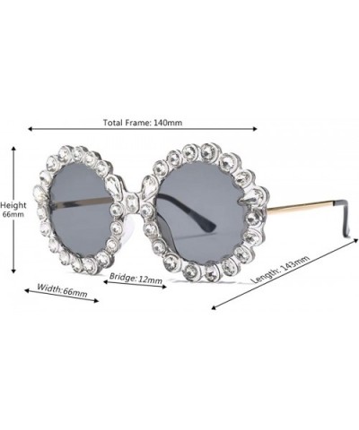 Fashion Round Sunglasses Crystal plastic Frame glasses for women UV400 - Silver - CQ18NO6HKM2 $7.51 Round