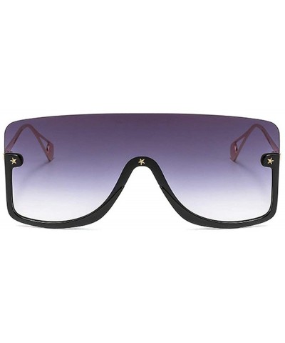 Flat Top Oversize One Piece Lens Goggle Sunglasses Women Retro Shield Visor Sunglasses Mens Goggle - Black&grey - C81939RORQC...