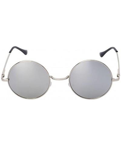 Men Round Mirror UV400 Sunglasses Women Steampunk Glasses Eyewear - Silver - C418253E5Y0 $7.74 Rimless