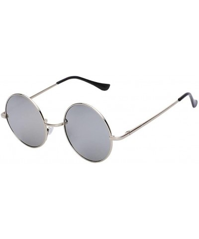 Men Round Mirror UV400 Sunglasses Women Steampunk Glasses Eyewear - Silver - C418253E5Y0 $7.74 Rimless