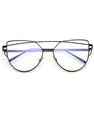 2020 Cat Eye Sunglasses Women Vintage Metal Reflective Glasses for Women Mirror Retro (Color Black T) - CS199EL6UO3 $14.93 Ca...