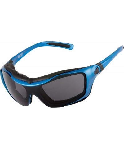 Polarized Large Motorcycle Riding Sunglasses Sports Wrap Glasses - Blue - Polarized Smoke - CX18DO82LZN $14.25 Wrap