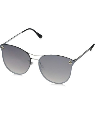 Women's R3318 Metal Cat-Eye Sunglasses with 100% UV Protection - 58 mm - Silver & Black - CZ193O507WH $45.96 Cat Eye